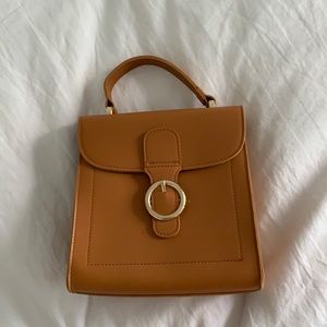 Caramel vegan leather handbag